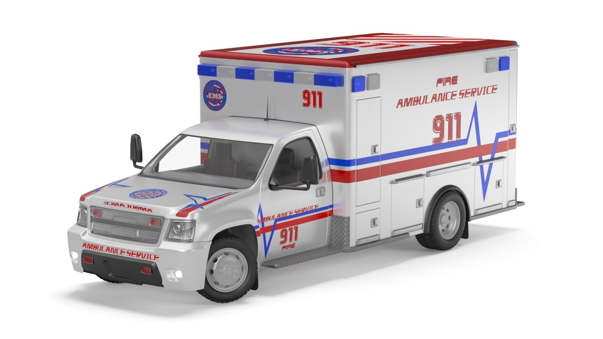 Emergency Ambulance Truck 2in1 vehicle car 3D model_32