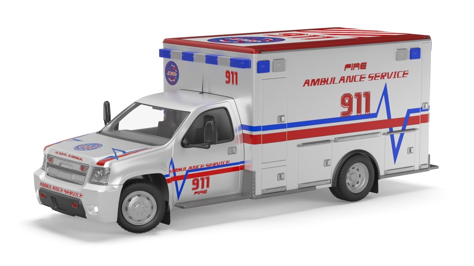 Emergency Ambulance Truck 2in1 vehicle car 3D model_30