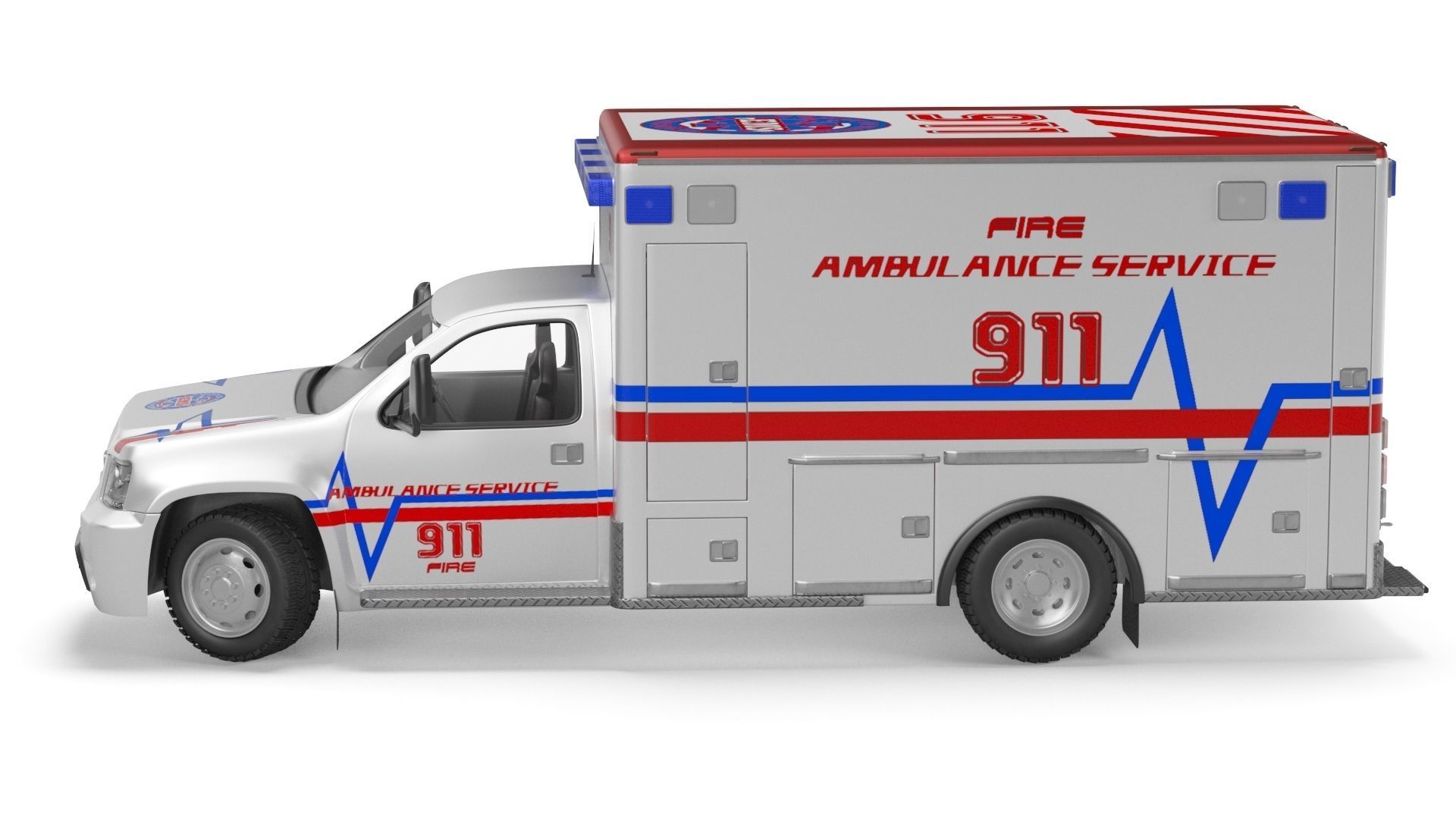 Emergency Ambulance Truck 2in1 vehicle car 3D model_28