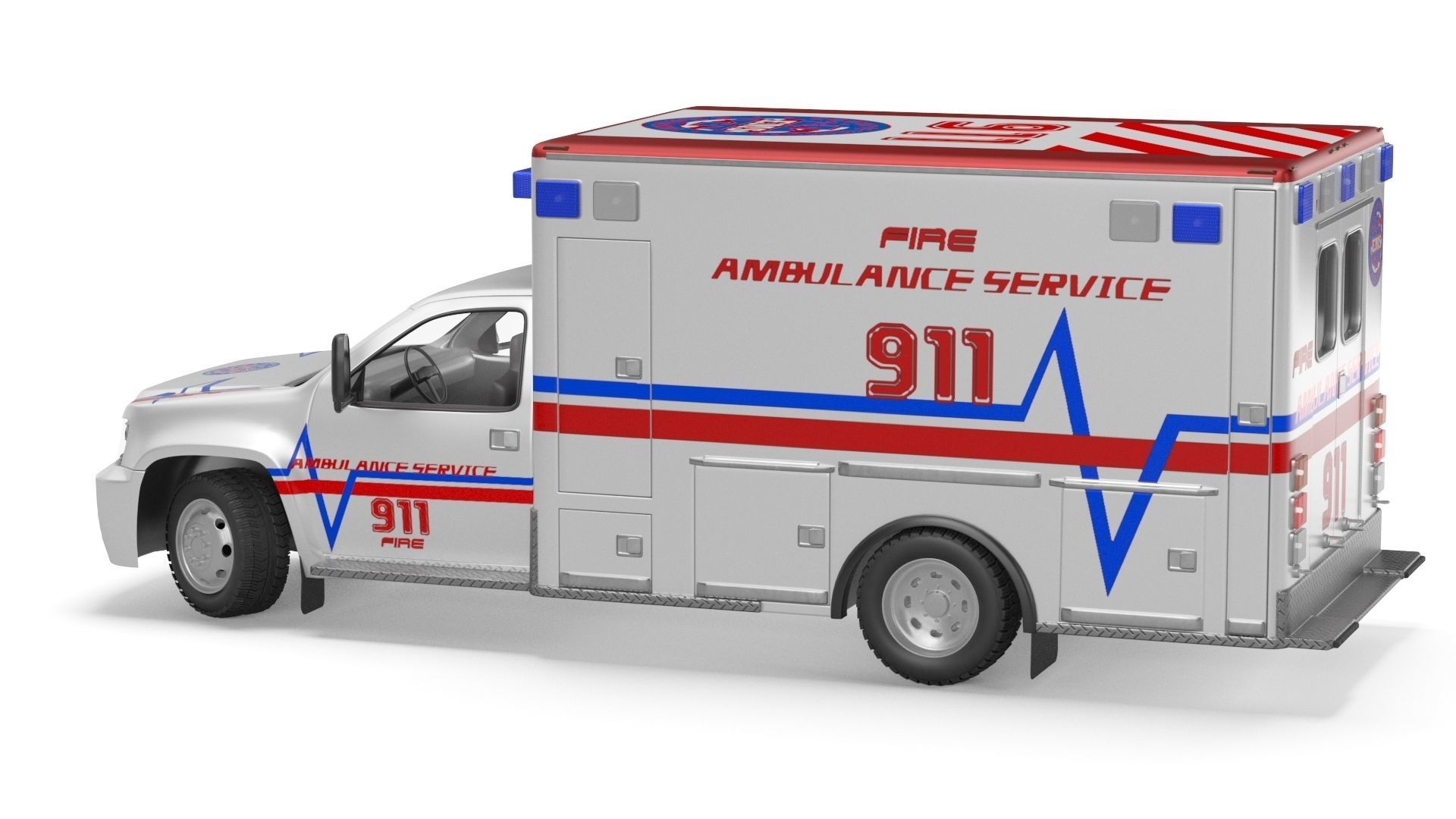 Emergency Ambulance Truck 2in1 vehicle car 3D model_27