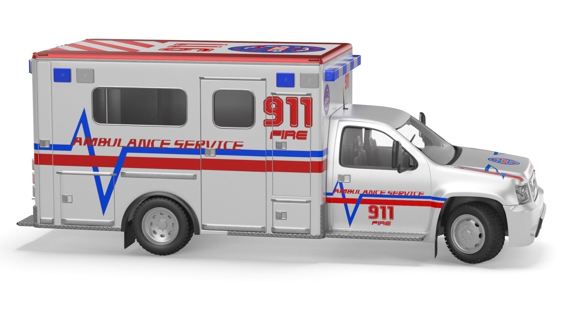 Emergency Ambulance Truck 2in1 vehicle car 3D model_21
