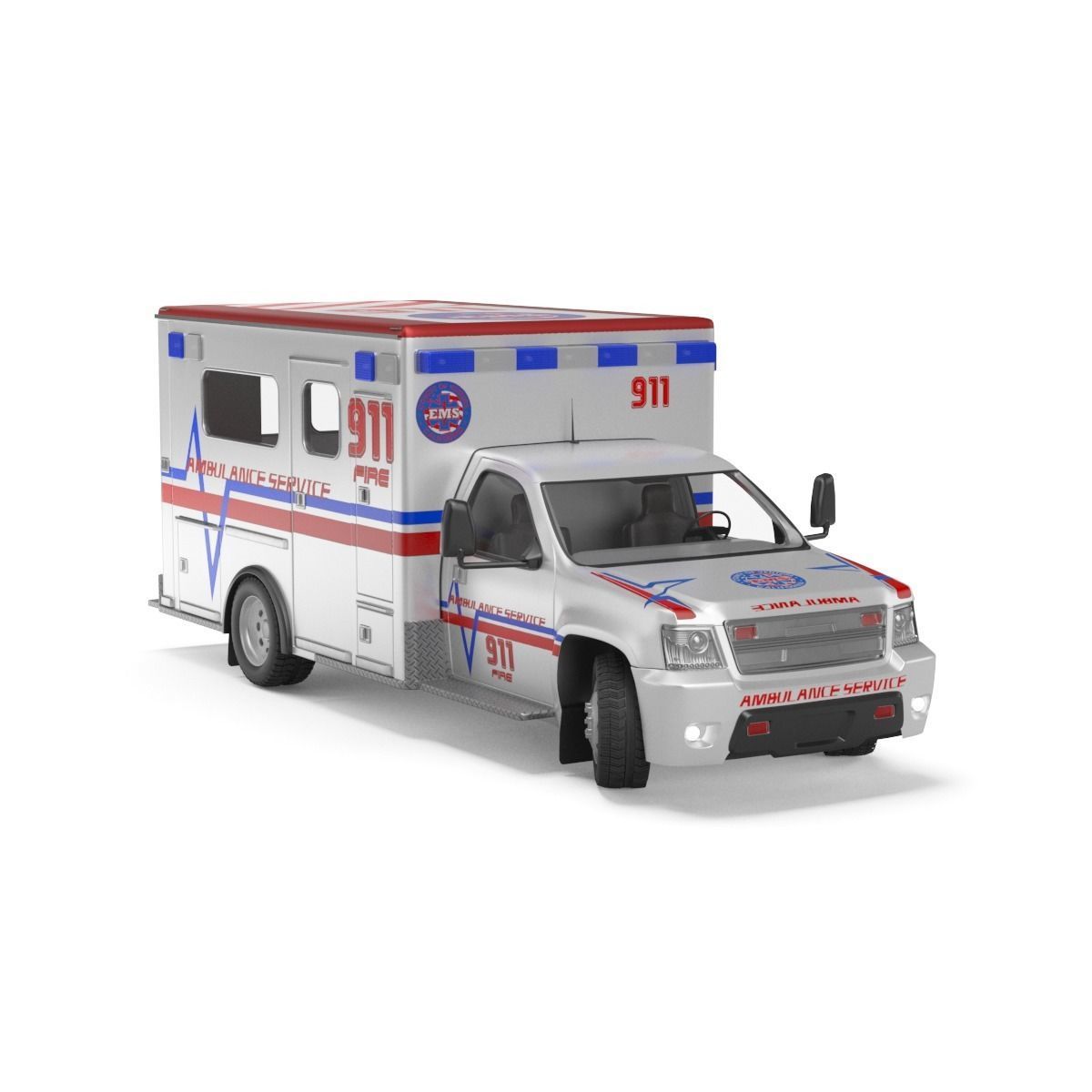 Emergency Ambulance Truck 2in1 vehicle car 3D model_35