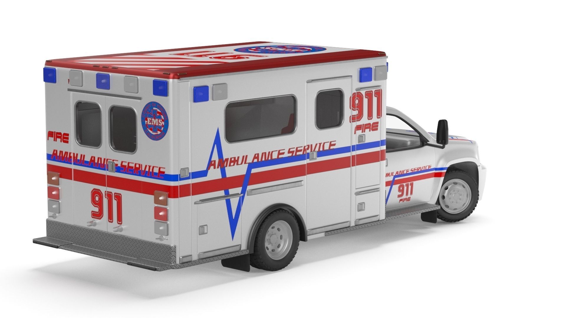 Emergency Ambulance Truck 2in1 vehicle car 3D model_23