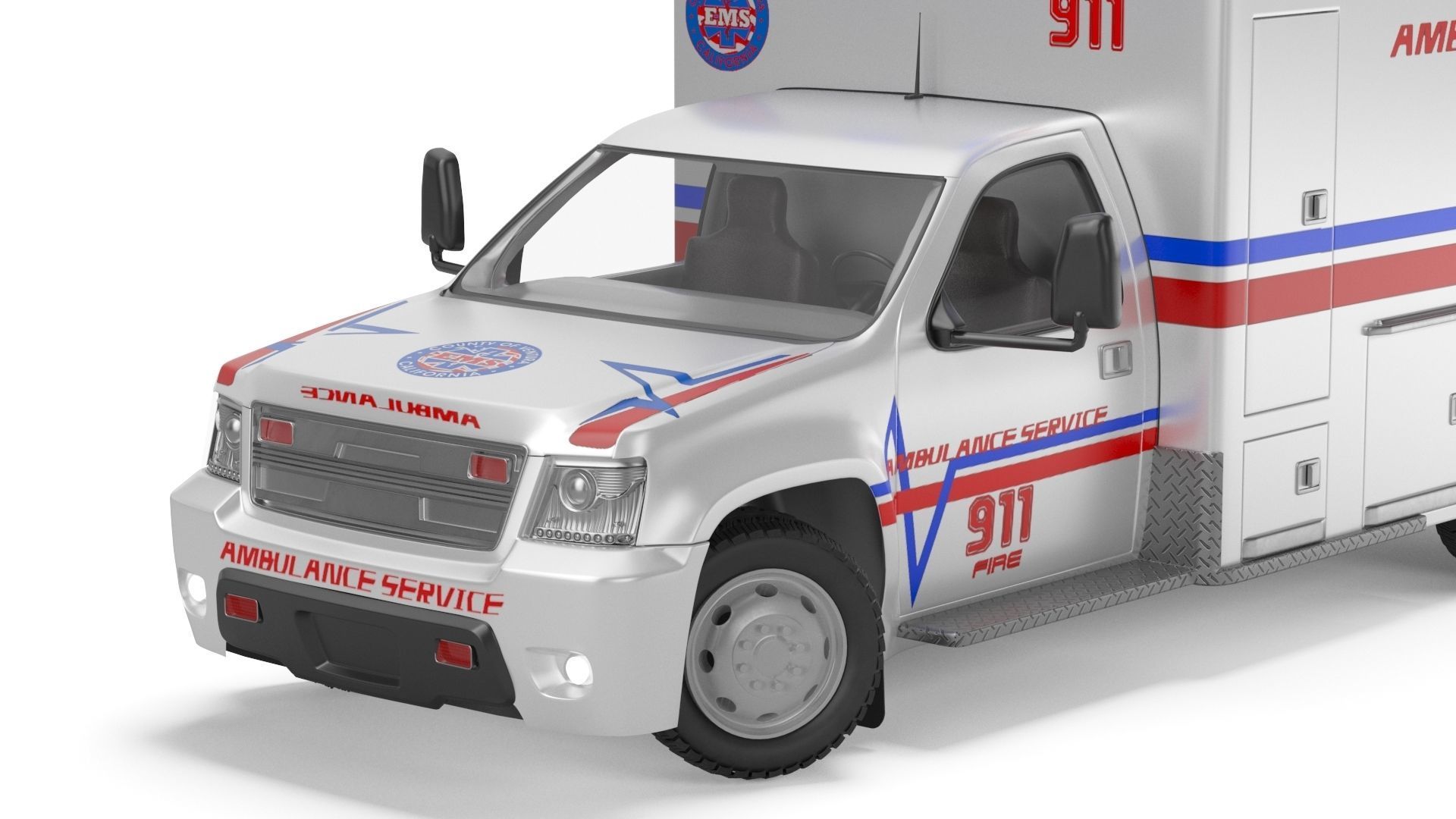 Emergency Ambulance Truck 2in1 vehicle car 3D model_1