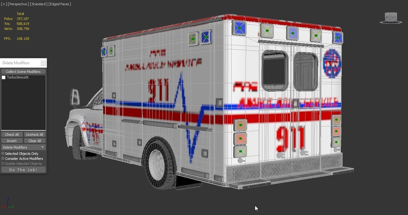 Emergency Ambulance Truck 2in1 vehicle car 3D model_6