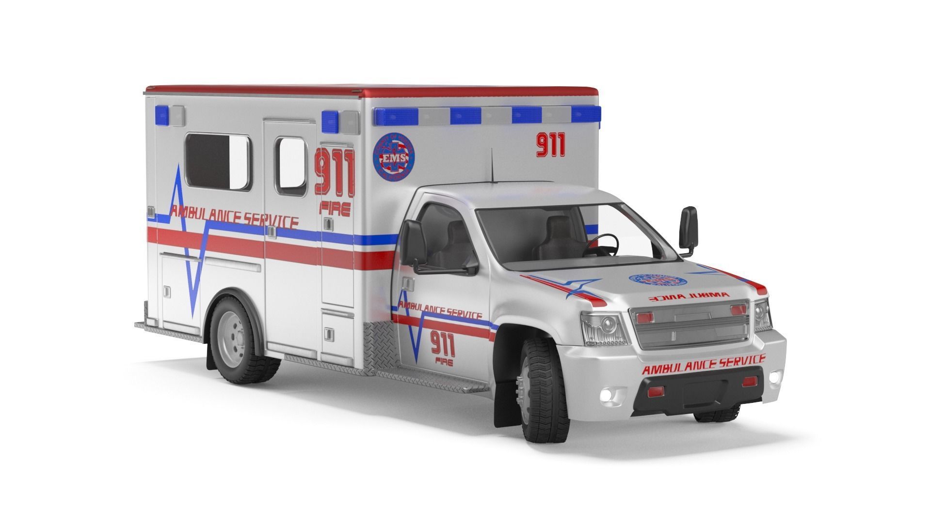 Emergency Ambulance Truck 2in1 vehicle car 3D model_9