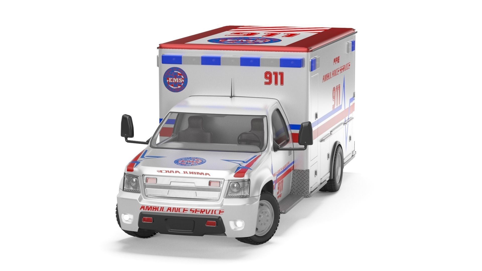 Emergency Ambulance Truck 2in1 vehicle car 3D model_16