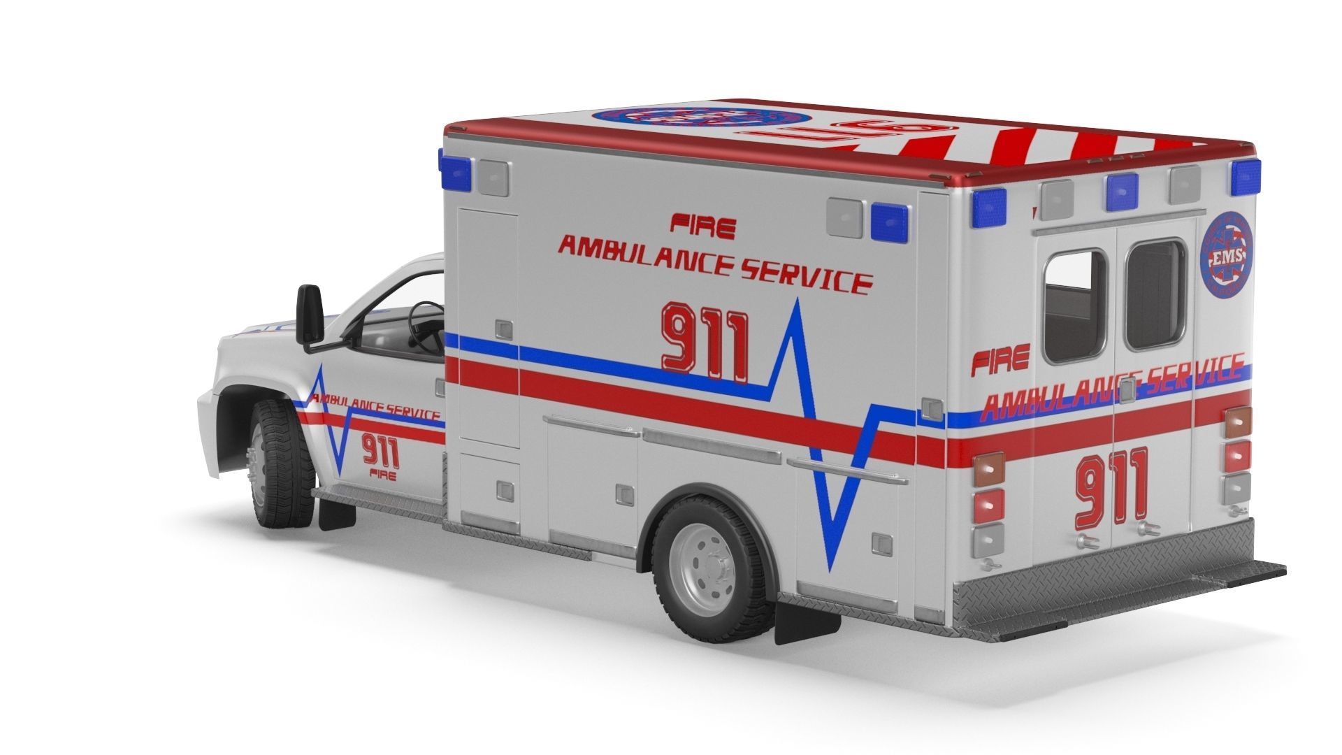 Emergency Ambulance Truck 2in1 vehicle car 3D model_26