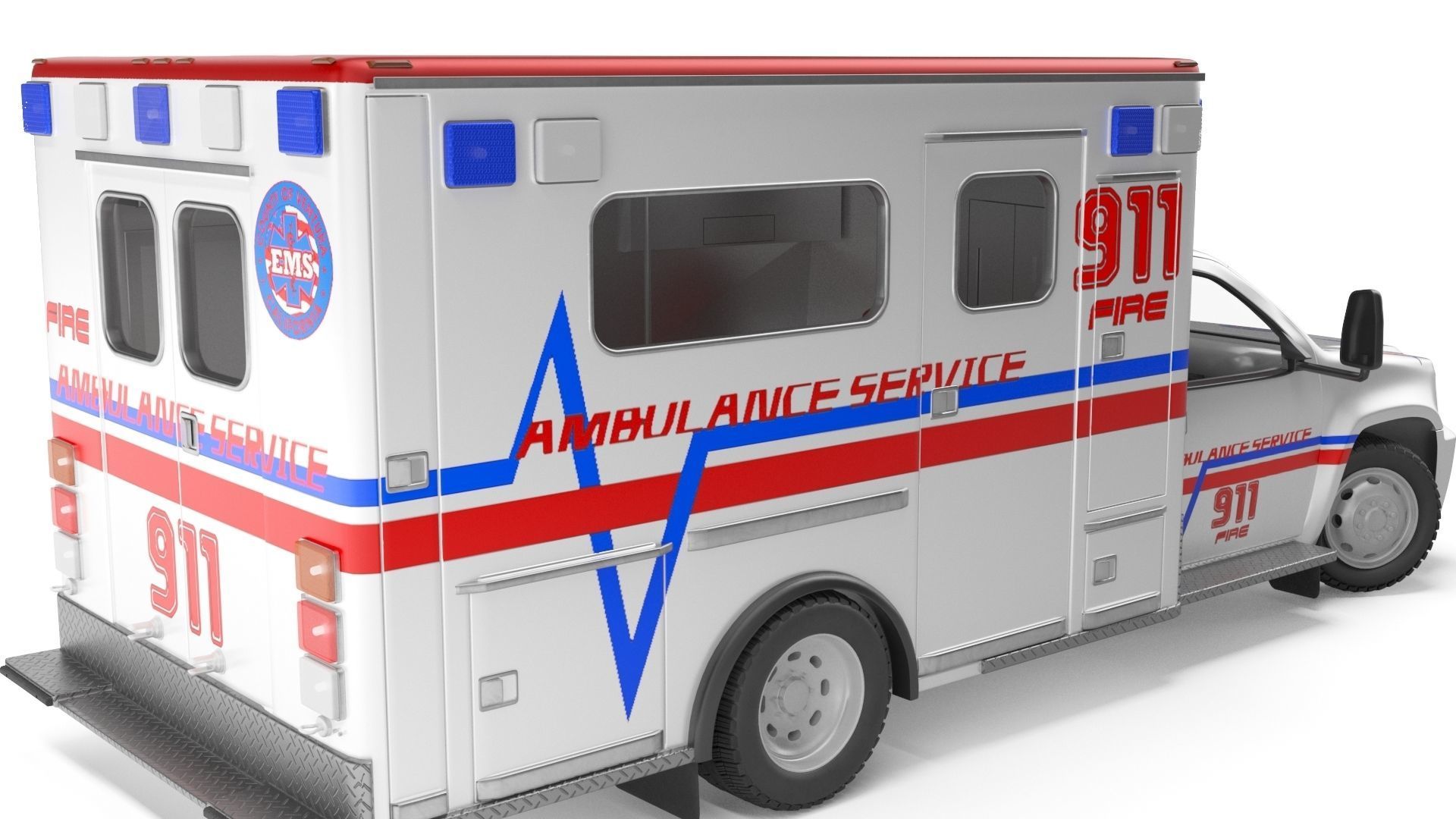 Emergency Ambulance Truck 2in1 vehicle car 3D model_11