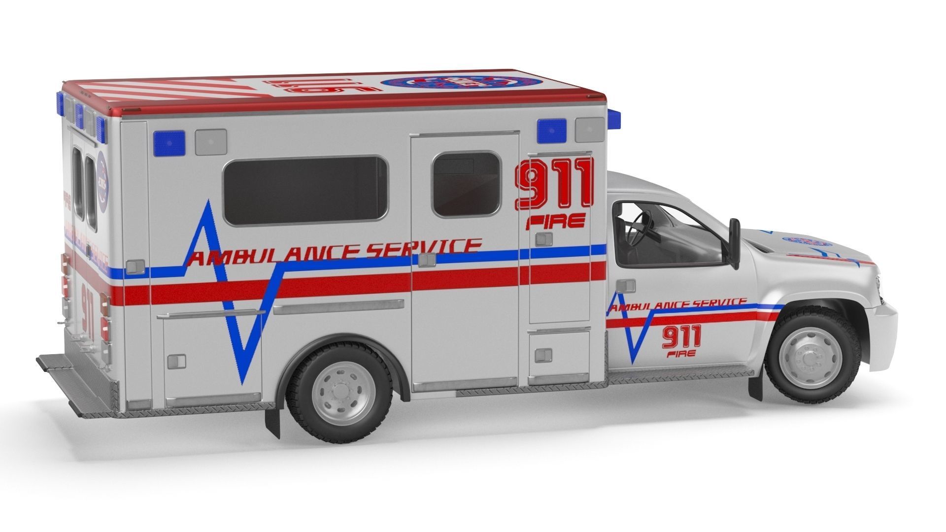 Emergency Ambulance Truck 2in1 vehicle car 3D model_22
