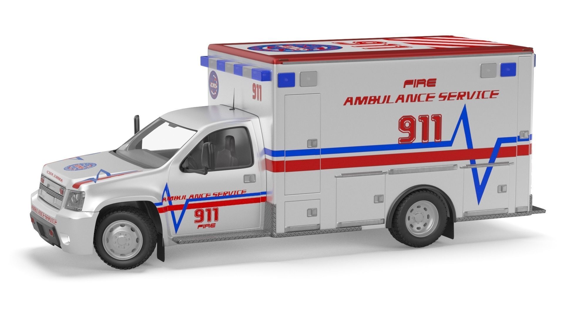 Emergency Ambulance Truck 2in1 vehicle car 3D model_29