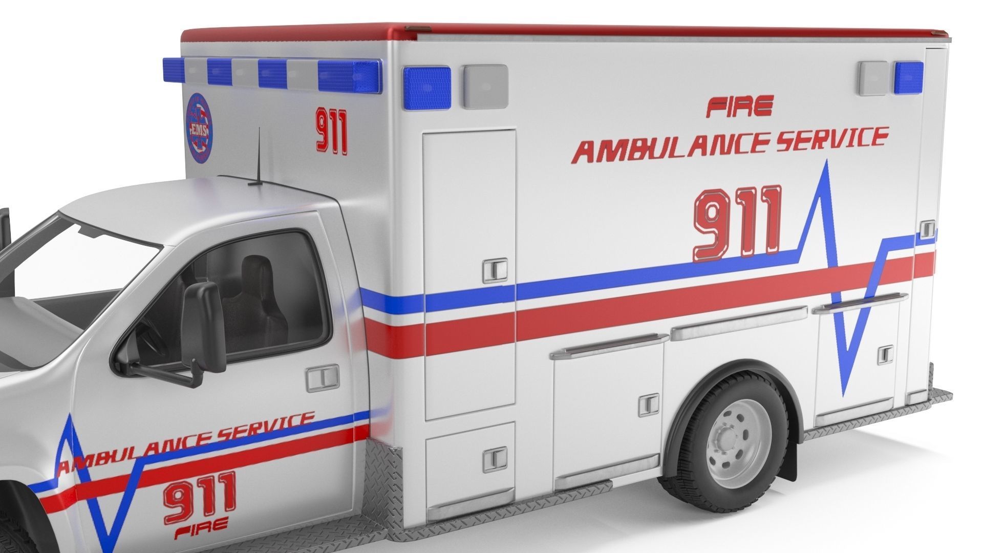 Emergency Ambulance Truck 2in1 vehicle car 3D model_10