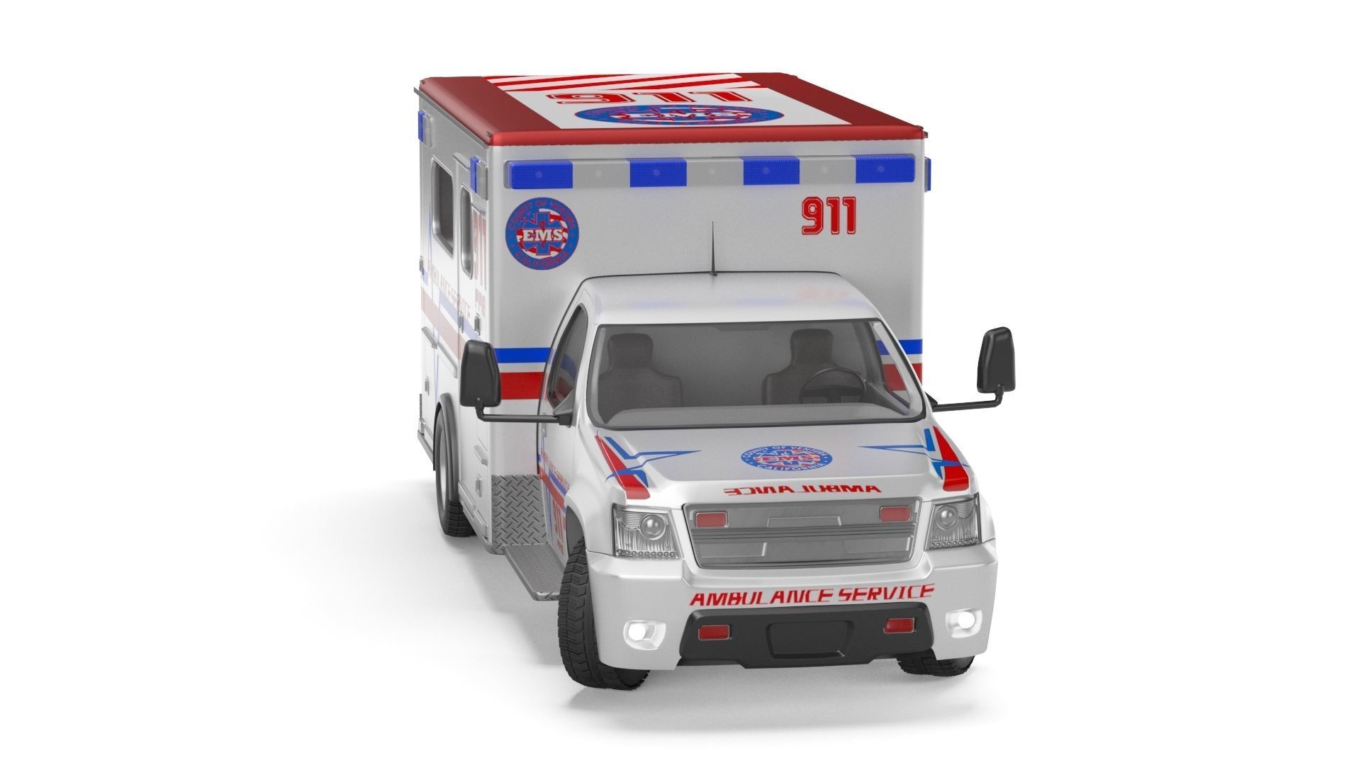 Emergency Ambulance Truck 2in1 vehicle car 3D model_18