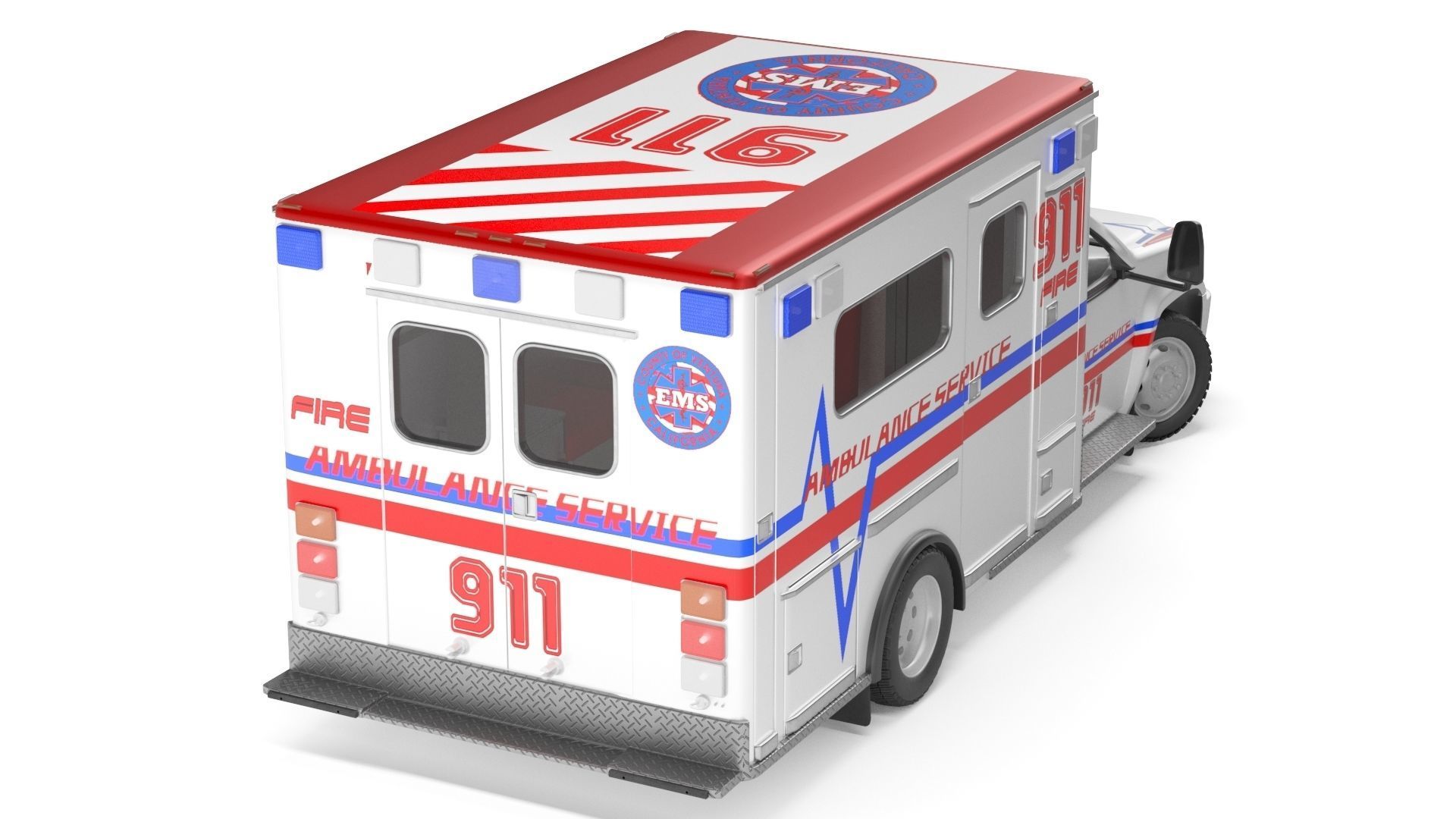 Emergency Ambulance Truck 2in1 vehicle car 3D model_2