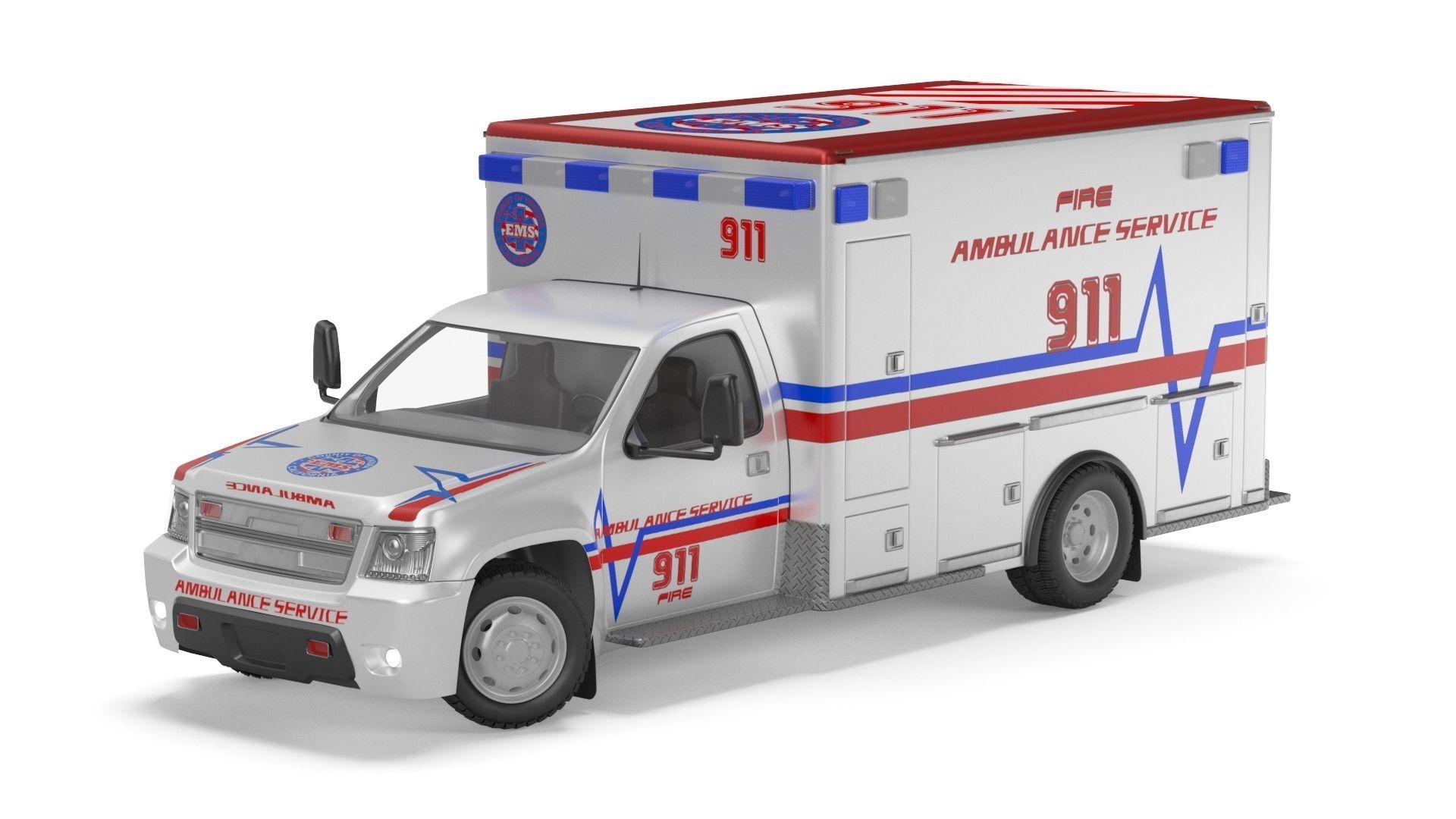 Emergency Ambulance Truck 2in1 vehicle car 3D model_31