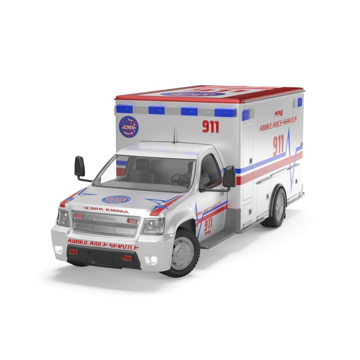 Emergency Ambulance Truck 2in1 vehicle car 3D model_33