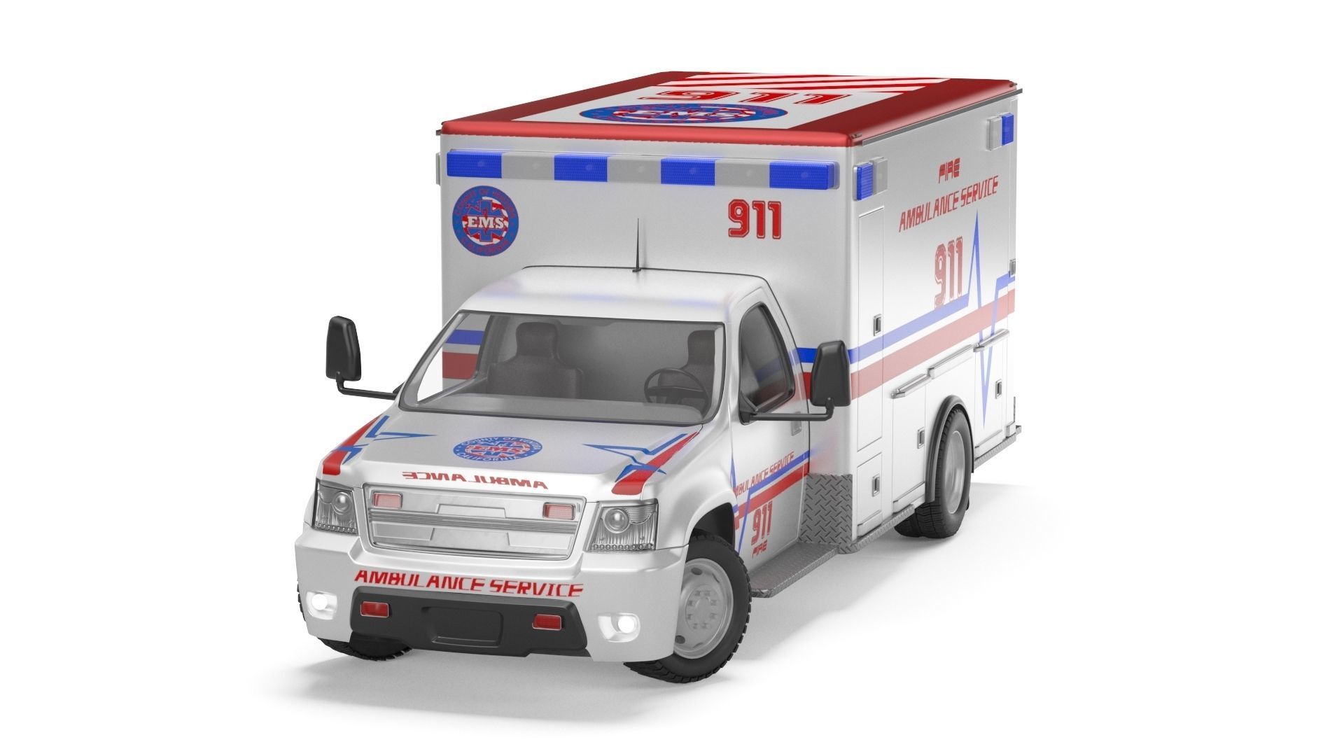 Emergency Ambulance Truck 2in1 vehicle car 3D model_15