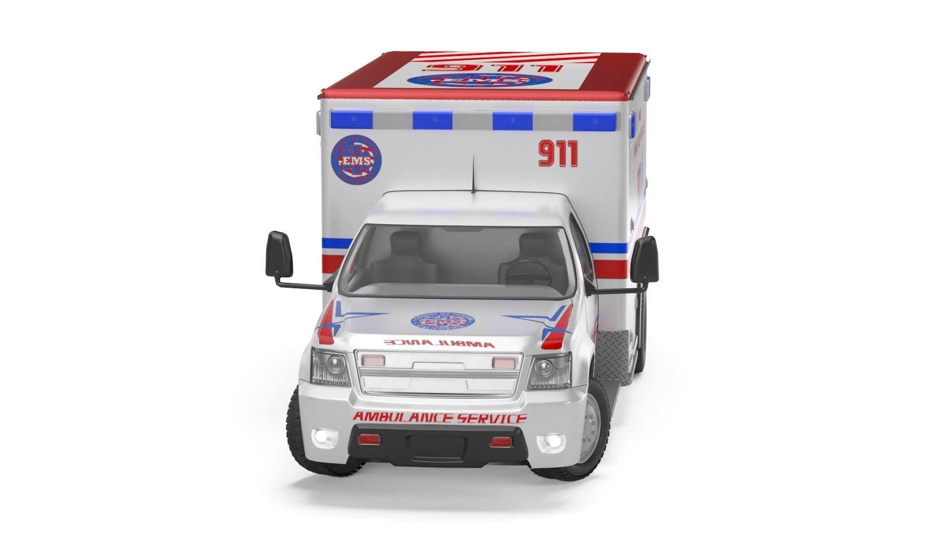 Emergency Ambulance Truck 2in1 vehicle car 3D model_17