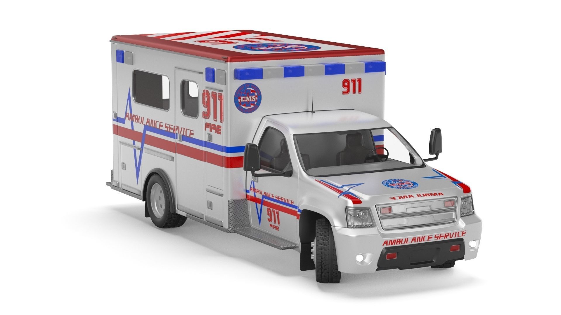 Emergency Ambulance Truck 2in1 vehicle car 3D model_19