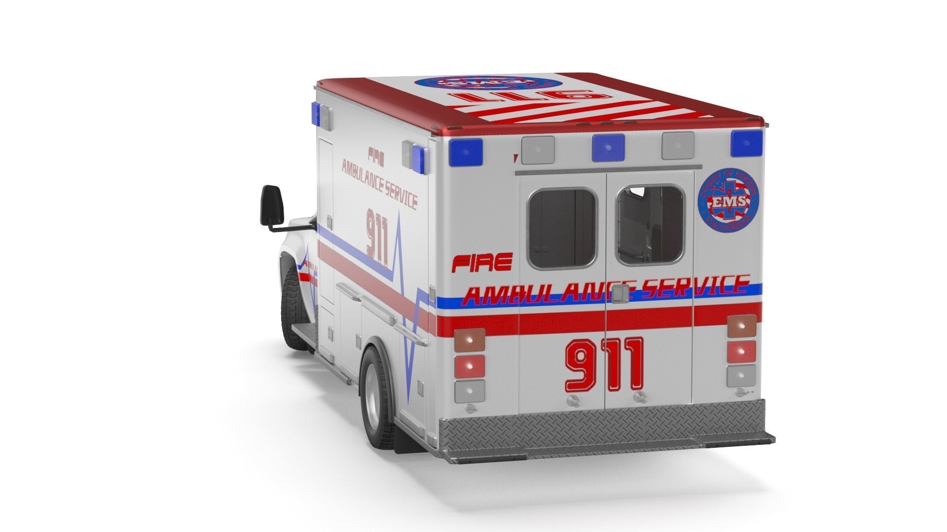 Emergency Ambulance Truck 2in1 vehicle car 3D model_25