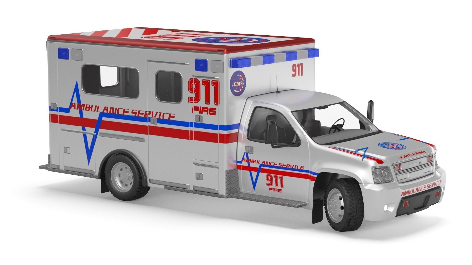 Emergency Ambulance Truck 2in1 vehicle car 3D model_20