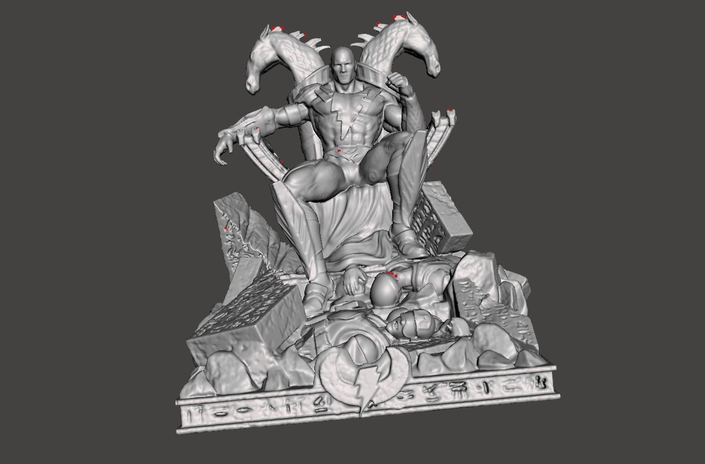 Black Adam sitting on Throne 3d for 3d print  3D print model_1
