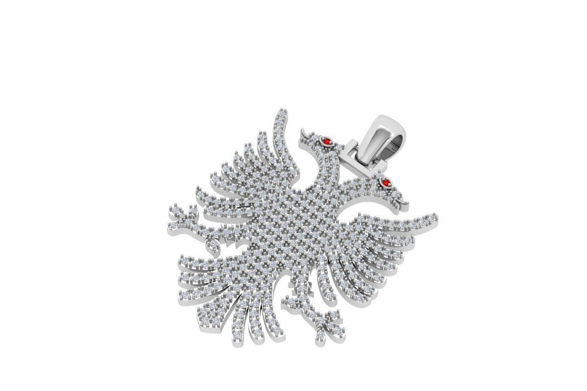 albanian eagle  full with diamonds Pandent 3D print model_2