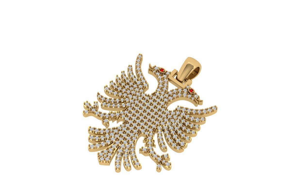 albanian eagle  full with diamonds Pandent 3D print model_1