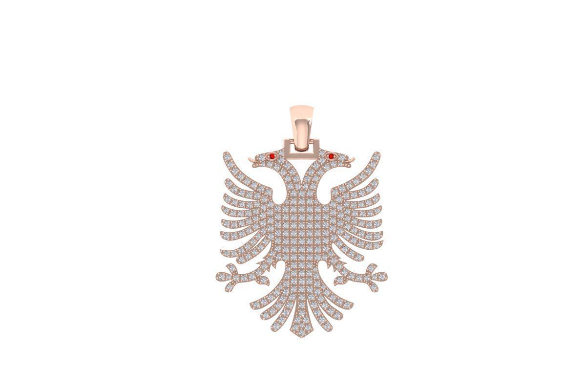 albanian eagle  full with diamonds Pandent 3D print model_6