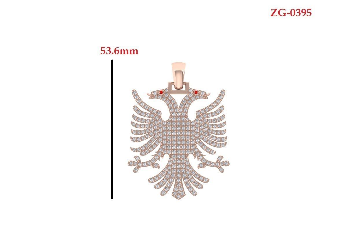 albanian eagle  full with diamonds Pandent 3D print model_5