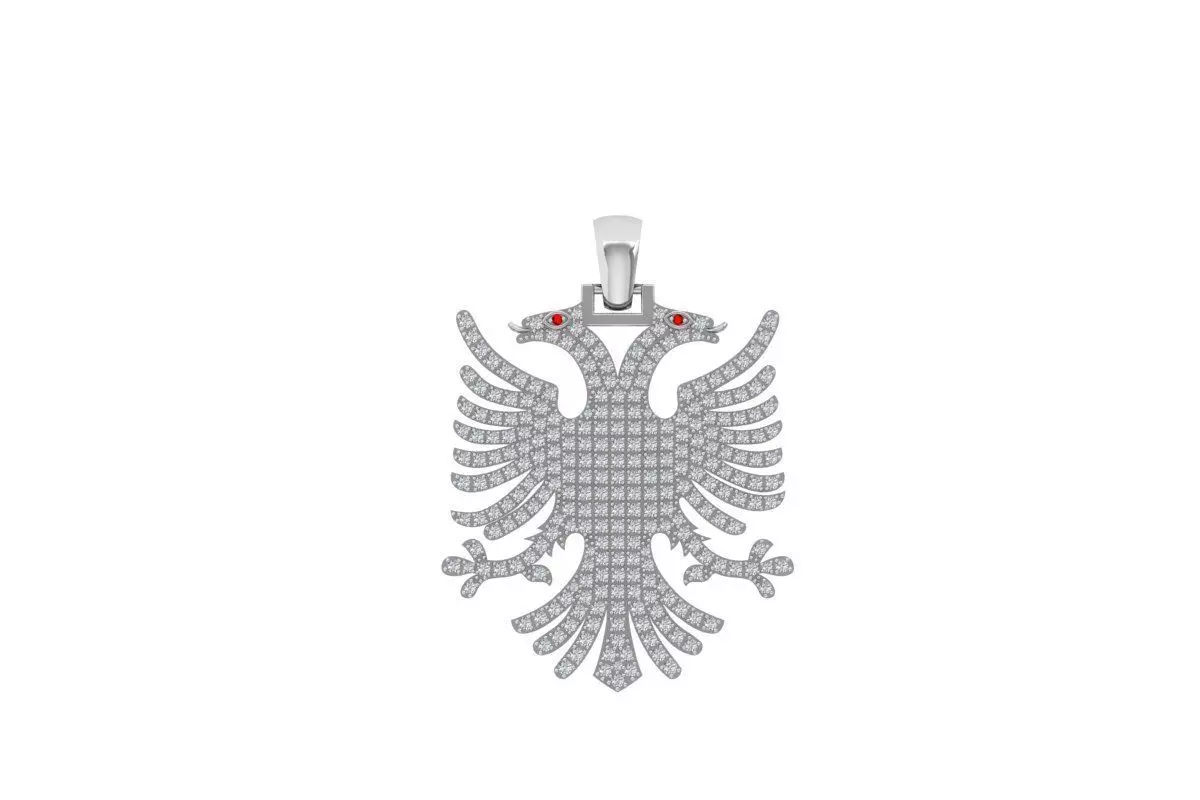 albanian eagle  full with diamonds Pandent 3D print model_0