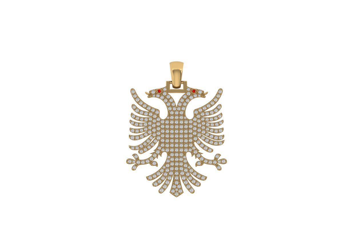 albanian eagle  full with diamonds Pandent 3D print model_4