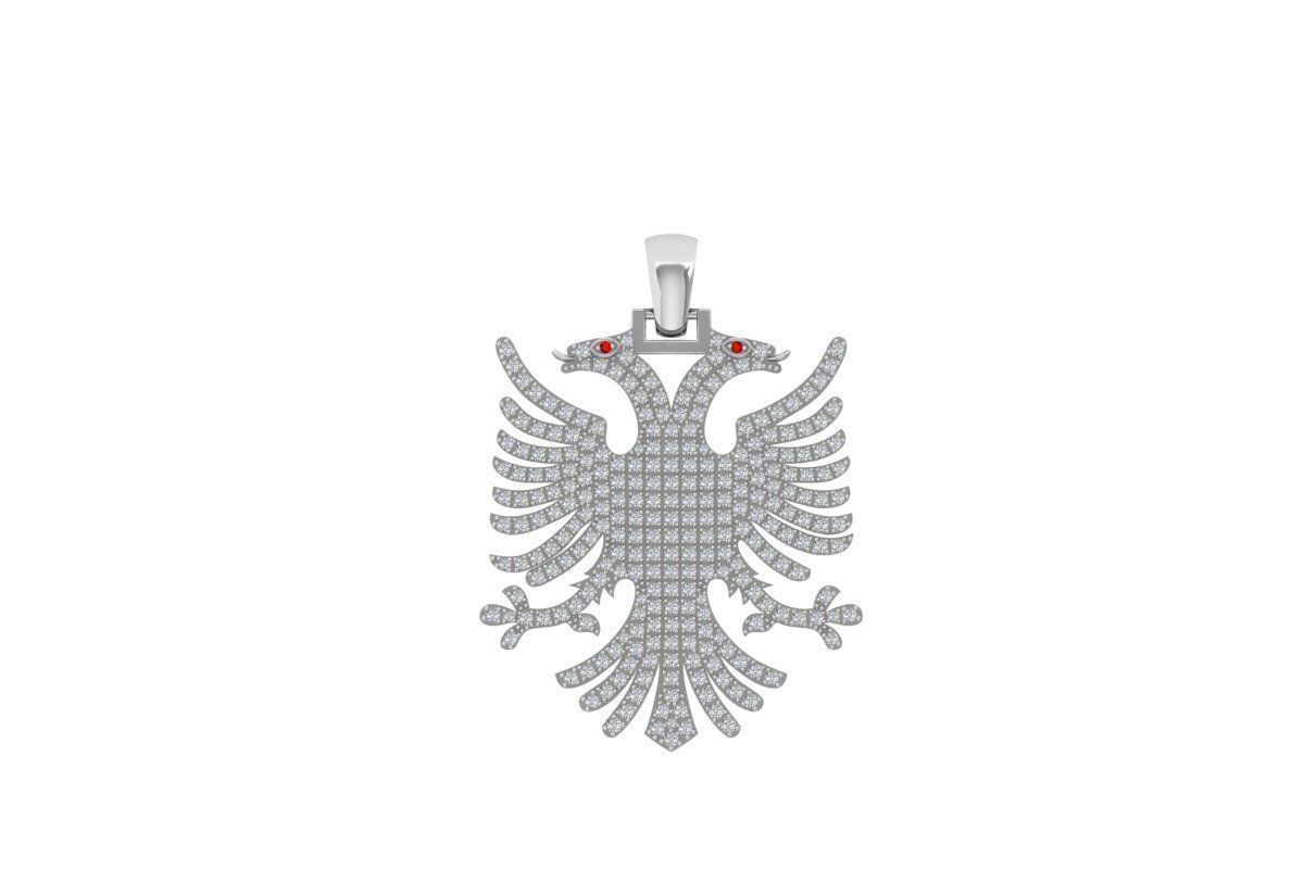 albanian eagle  full with diamonds Pandent 3D print model_7