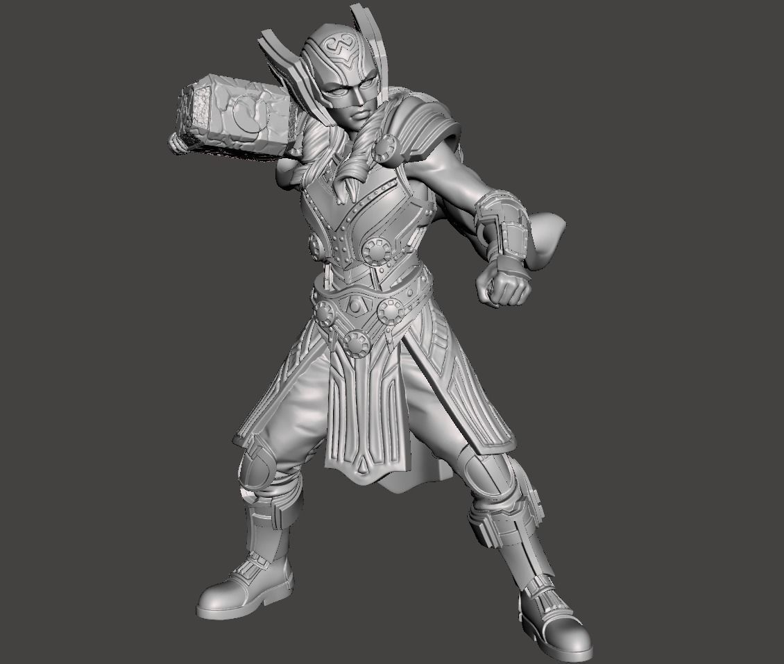 lady thor with hammer 3D print model_1