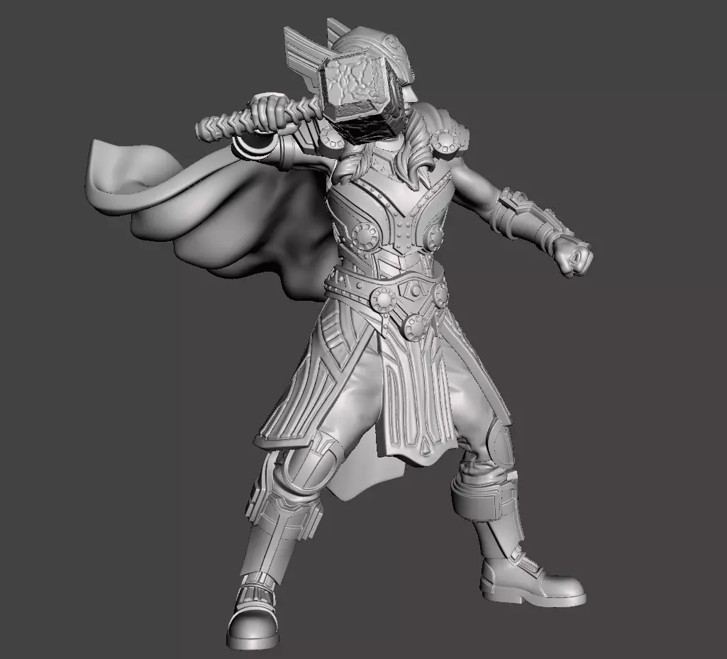 lady thor with hammer 3D print model_0