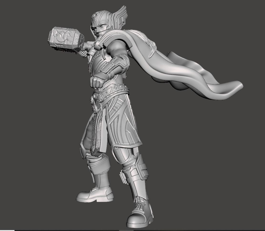 lady thor with hammer 3D print model_2