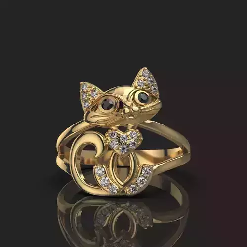 Ring cat with a heart