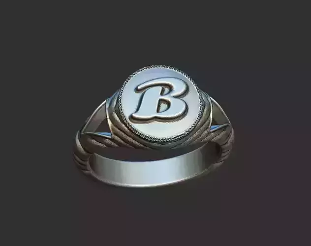B Alphabet Signet Ring 2 Models
