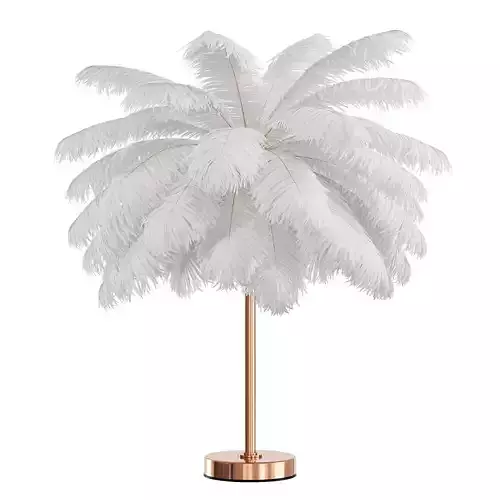 Loftus White Feather Gold Table Lamp