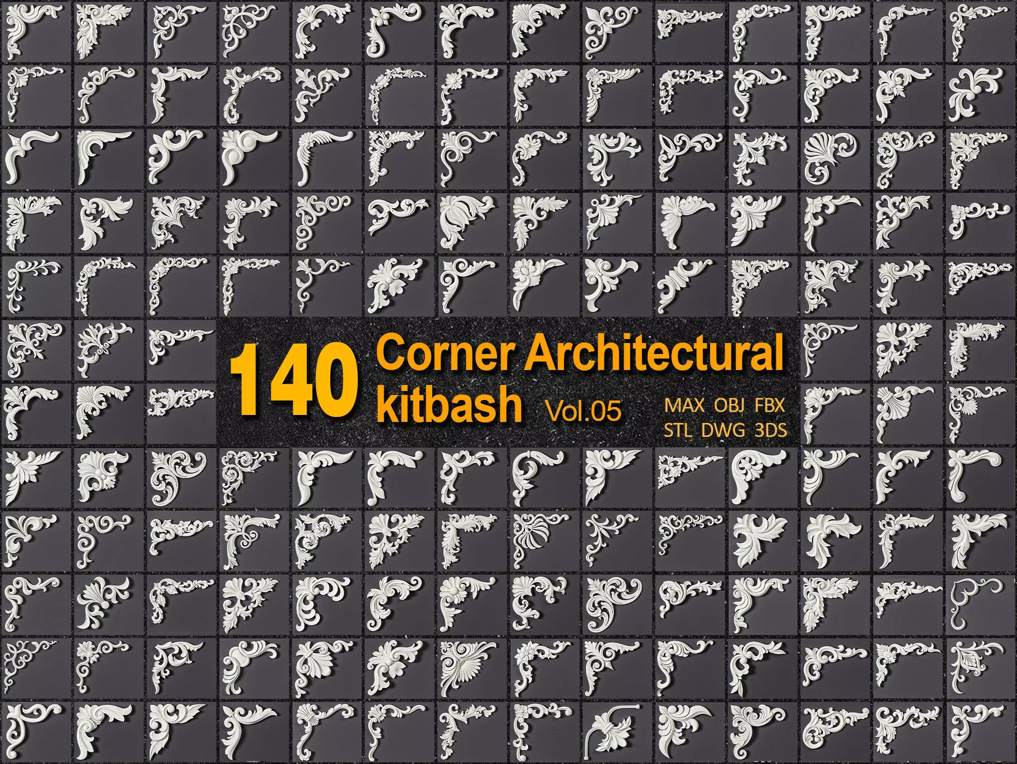 140 CORNER ARCHITECTURAL KITBASH - VOL 05 3D model_0