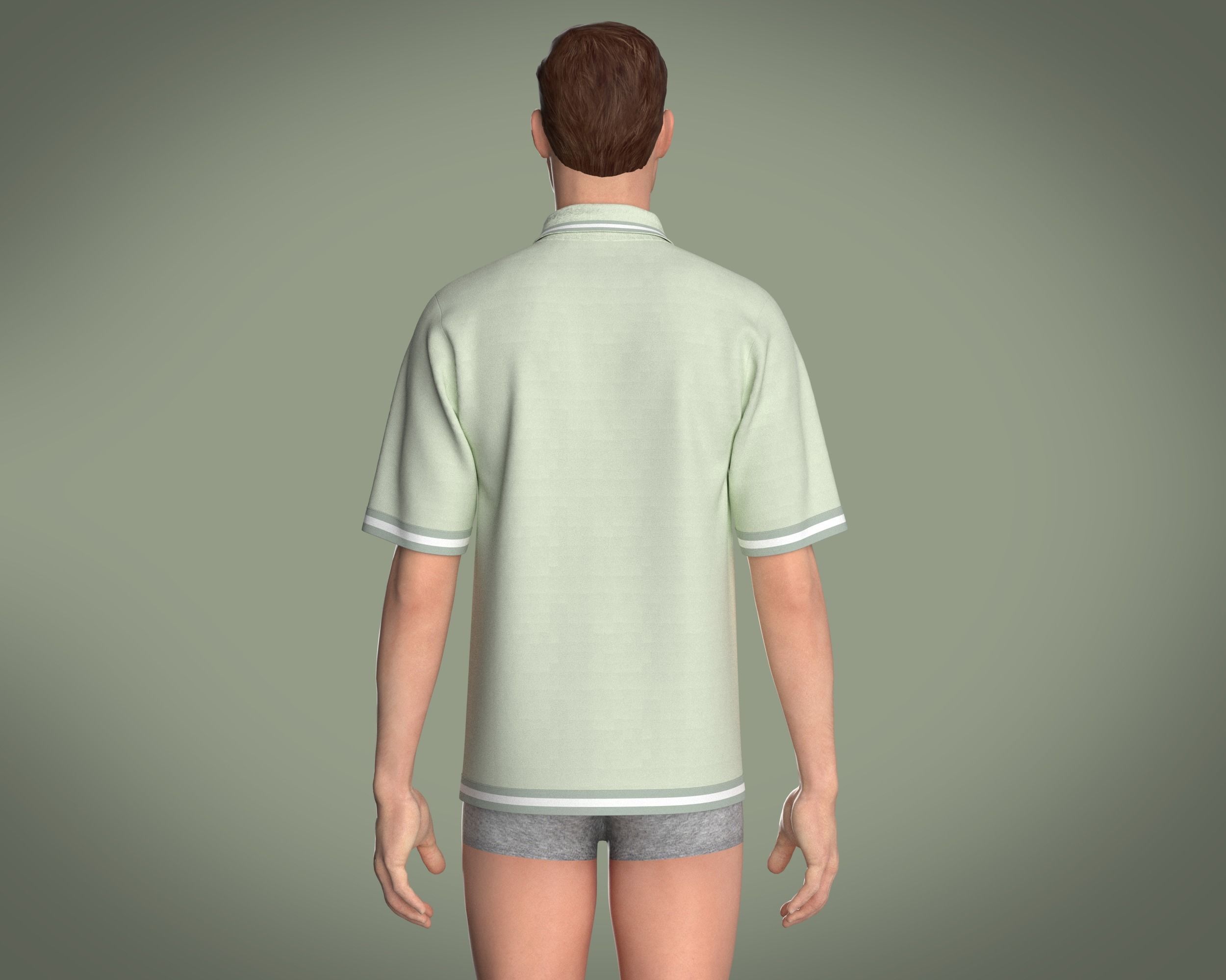 Mens Tripping Coller Polo 3D model_8