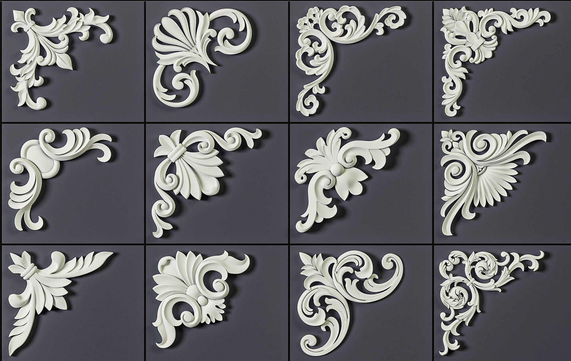 140 Corner Ornament Brushes 4K Alphas and 3D Models- VOL 05 3D model_14