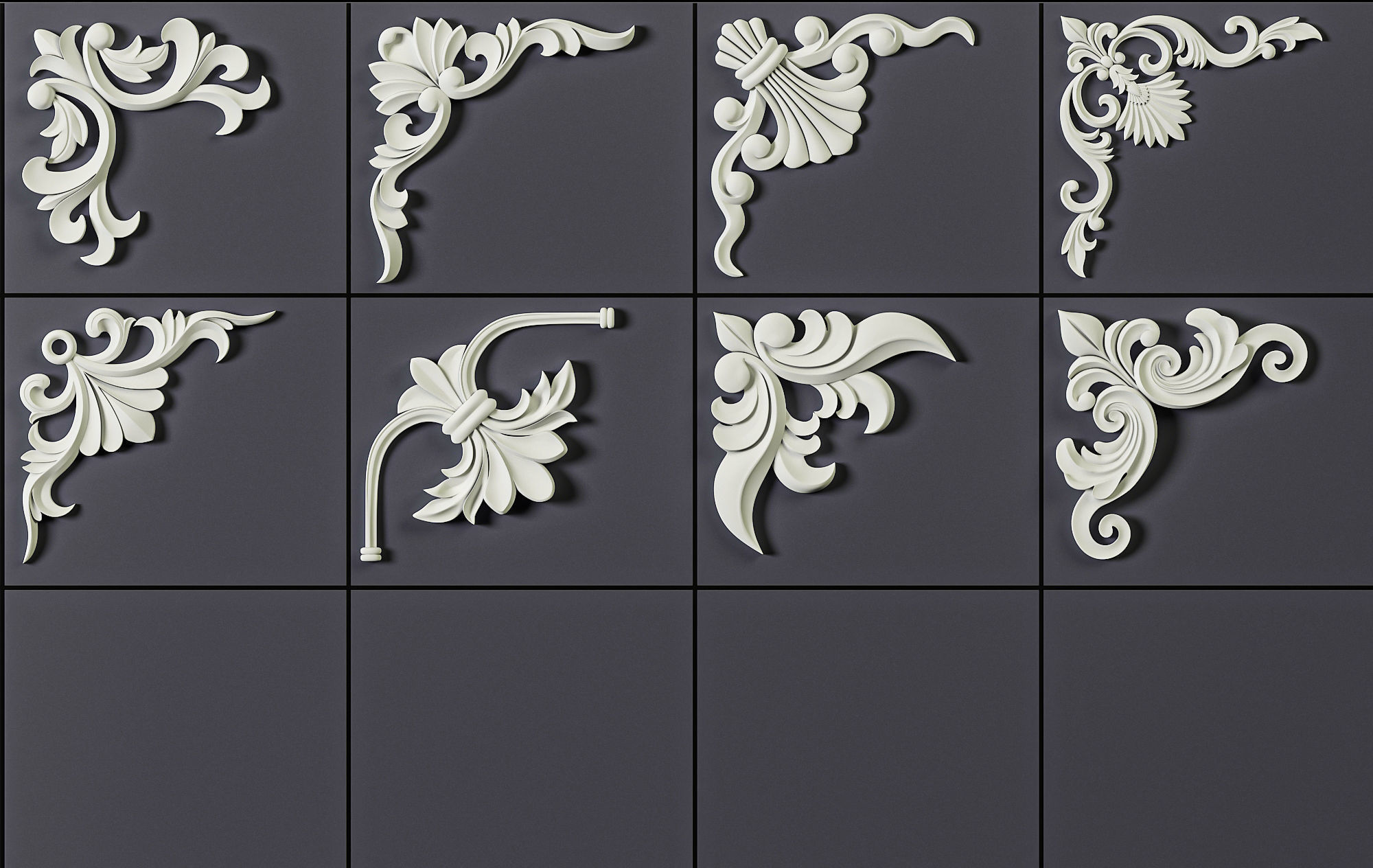 140 Corner Ornament Brushes 4K Alphas and 3D Models- VOL 05 3D model_15