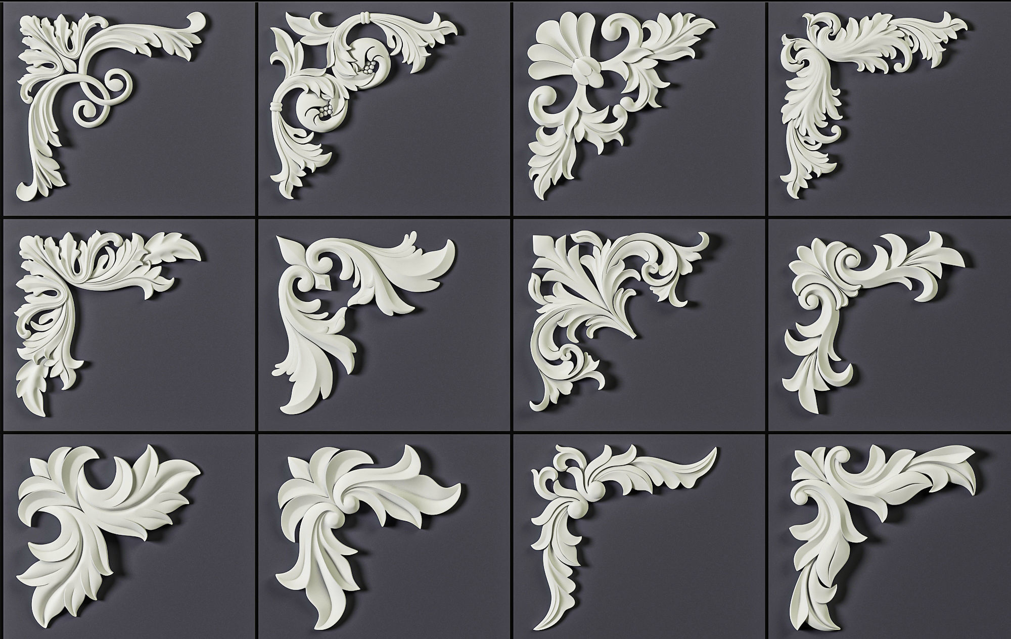 140 Corner Ornament Brushes 4K Alphas and 3D Models- VOL 05 3D model_11