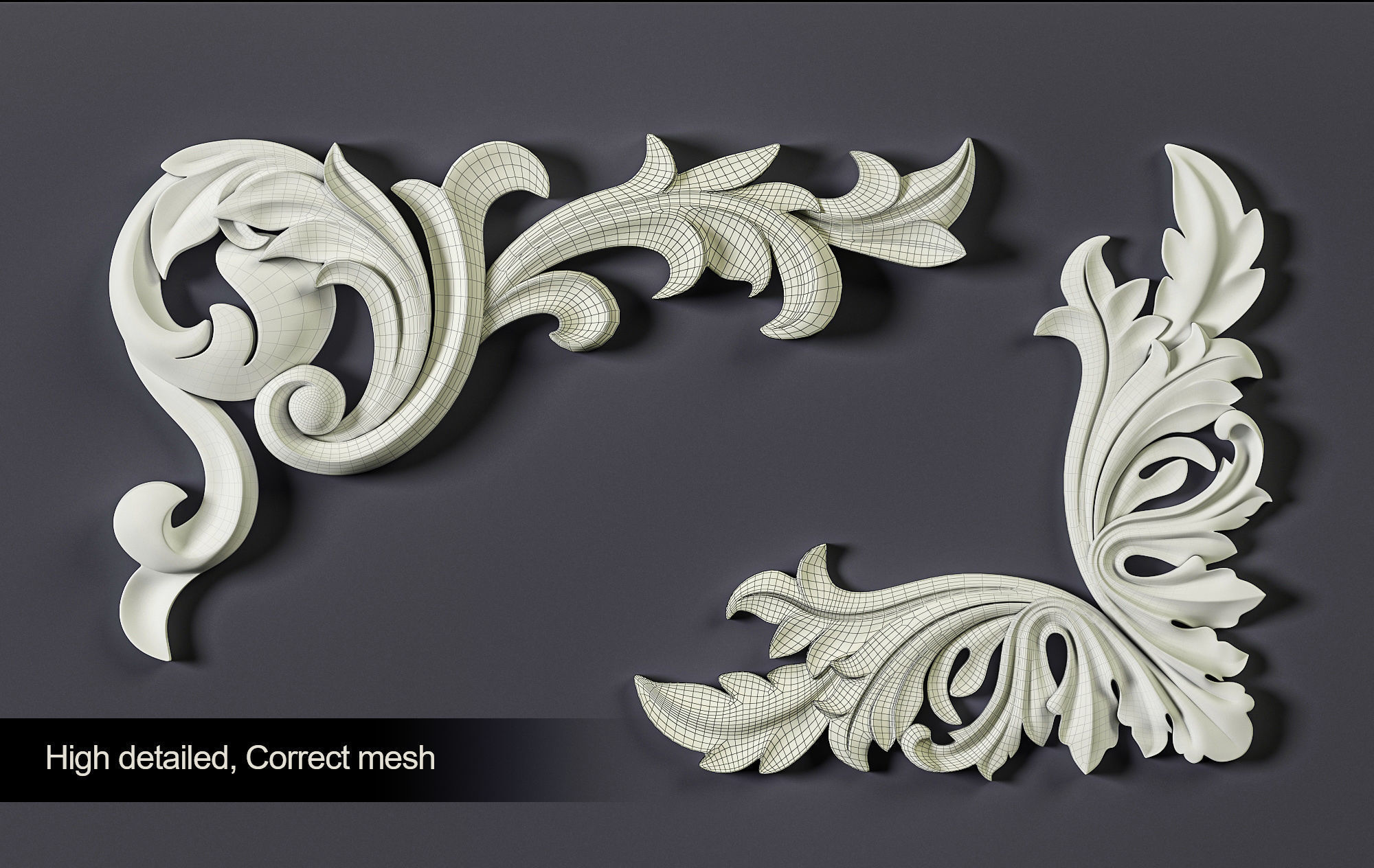 140 Corner Ornament Brushes 4K Alphas and 3D Models- VOL 05 3D model_3