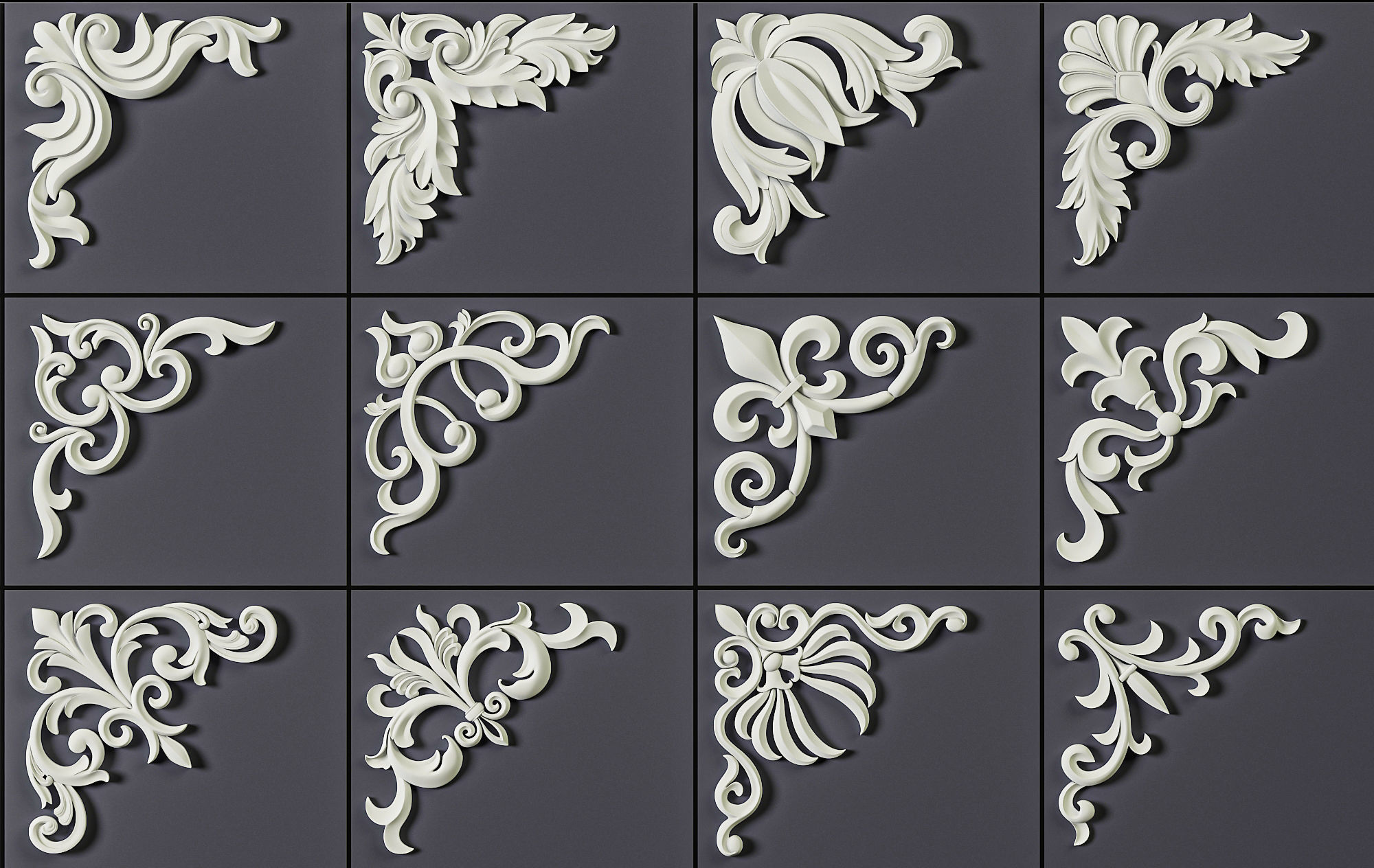 140 Corner Ornament Brushes 4K Alphas and 3D Models- VOL 05 3D model_12