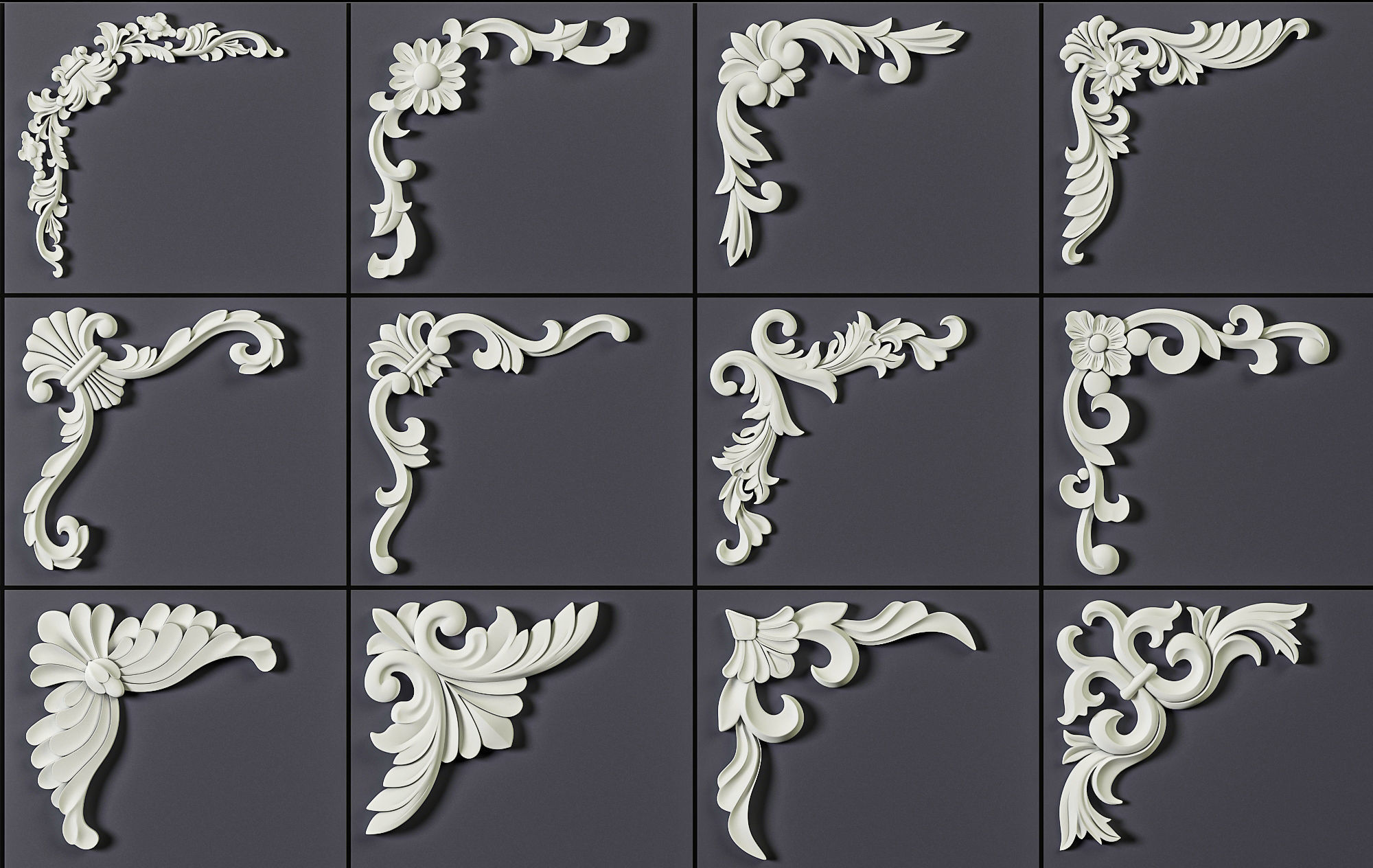 140 Corner Ornament Brushes 4K Alphas and 3D Models- VOL 05 3D model_10