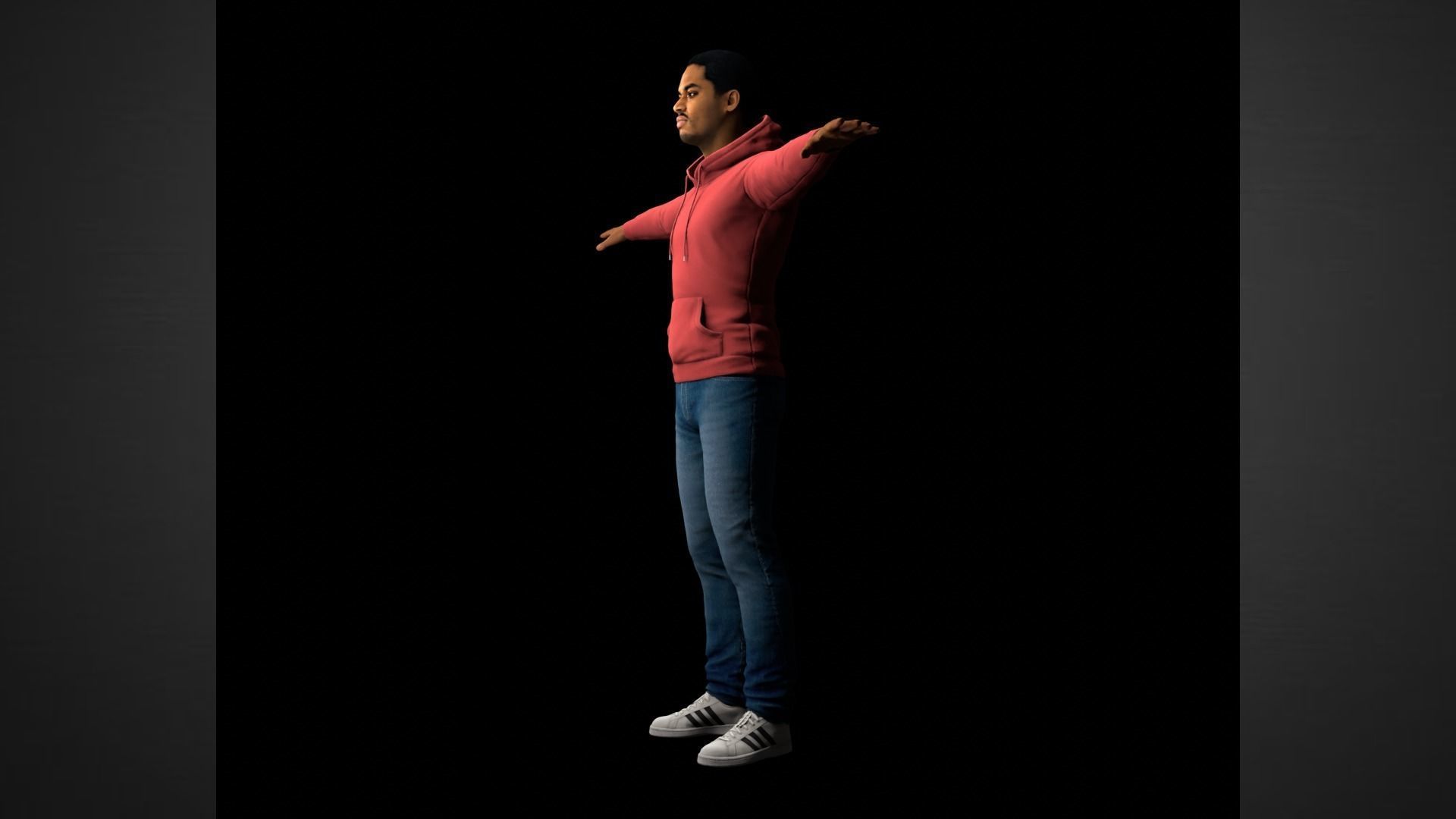 African Male Characters Pack Low-poly 3D model_8