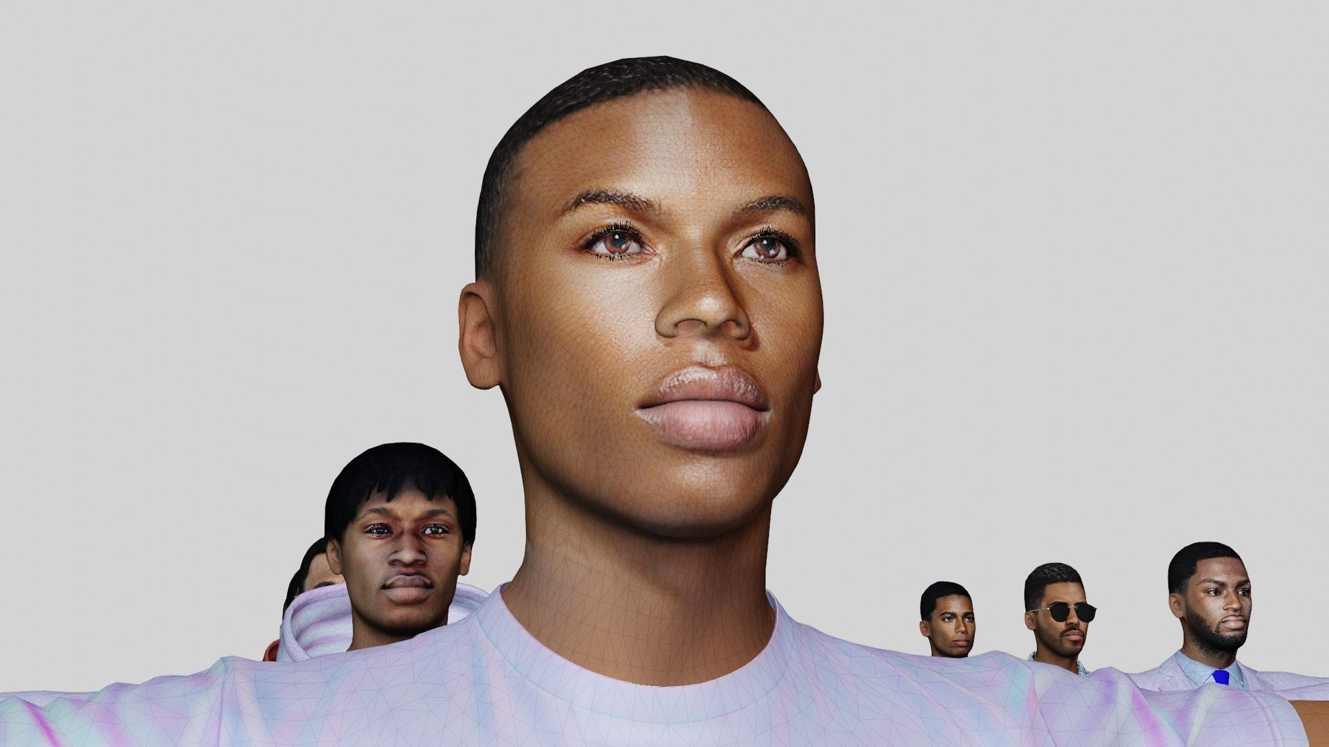 African Male Characters Pack Low-poly 3D model_33