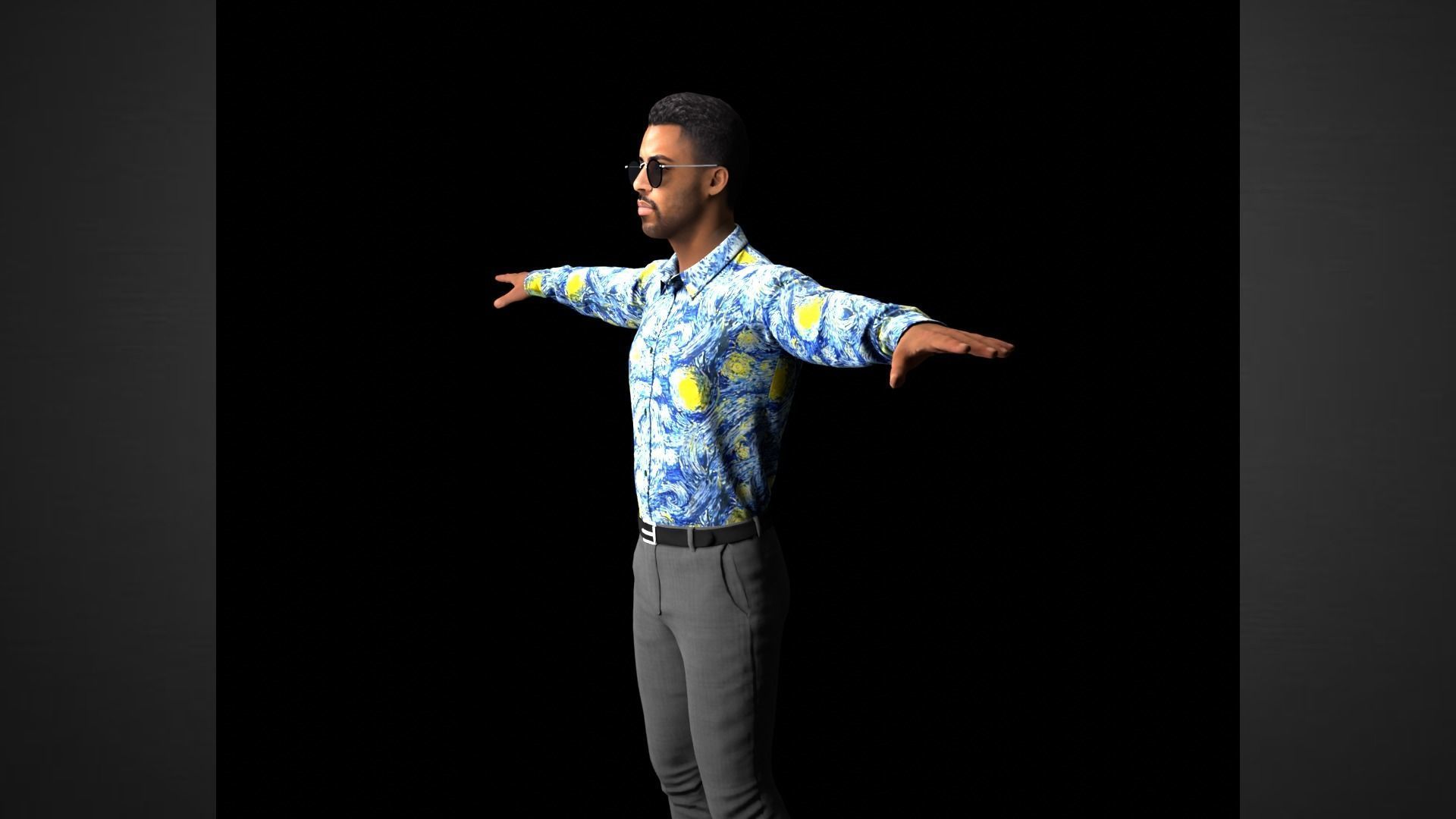 African Male Characters Pack Low-poly 3D model_11